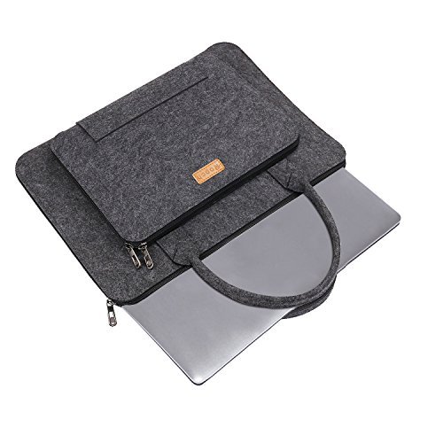 Ropch Notebooktasche 17,3 Zoll Laptop Schutzhülle Aktentasche Filz Laptop Hülle Laptoptasche mit Griff für 17 Zoll Acer / Dell / HP / Lenovo- Dunkelgrau - 3