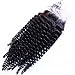 Fureya Hair Brazilian Virgin Hair Human Hair Closure With Baby Hair Kinky Curly Top Lace Closure Part 8" Naturl Black Bleached Knots (free part)
