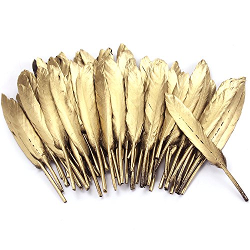 Coceca Goldene Feder 72 pcs, 10-15cm, für verschiedene Umgebung geeignet, als Verkleidung und Ausschmückung wie Geburtsparty, Hochzeit und Treffen - 2