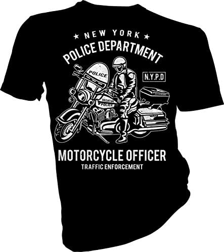 N Y P D Motorcycle Officer Fruit Of The Loom Black Unisex T-Shirt (XXXXX-Large)