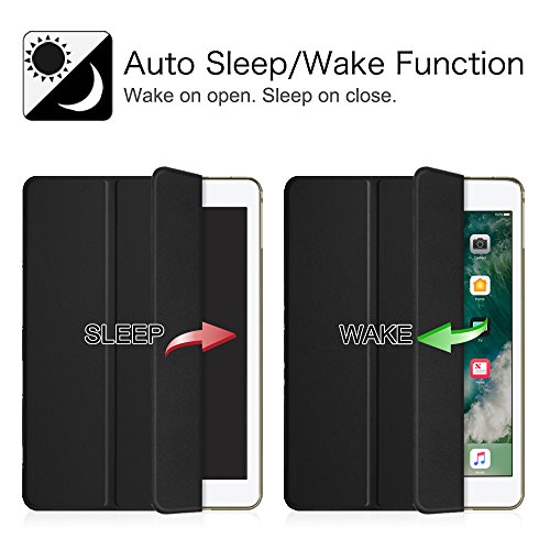 Fintie iPad 9.7 Zoll 2017 Hülle – Ultra Slim Superleicht Schutzhülle mit Lichtdurchlässig Rückseite Abdeckung Smart Cover Case Tasche mit Auto Schlaf / Wach und Standfunktion für Apple iPad 2017 Neue Modell, Schwarz - 5