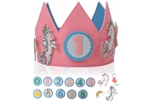 BLARIE Corona Compleanno Bambina e Bambino | 9 Numeri Intercambiabili | 1 a 9 Anni | Velcro Resistente | Rimovibile | Tessuto Senza Durezza | Corona Primo Compleanno per Bambino, Bambina e Neonato