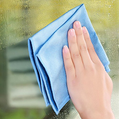 Onshowy Superfine Fiber Glass Wipes Starke saugfähige Fisch Skalen Gitter Glas Scheuerschwarzes Waschen Handtuch 30x40cm (4 Packung ) - 2