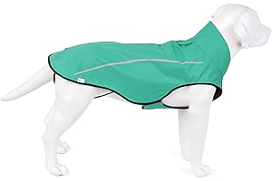 Mile High Life | Płaszcz przeciwdeszczowy dla psa | regulowane wodoodporne ubrania dla zwierząt domowych | lekka kurtka przeciwdeszczowa z odblaskowym paskiem | łatwe zapięcie na stopę, zielony,