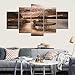 Produktbild WZYWLH 5 Panels Mountain Lake Holzbrücke Landschaft Wandbilder HD Leinwand Malerei Wohnkultur Wohnzimmer Modulare Poster