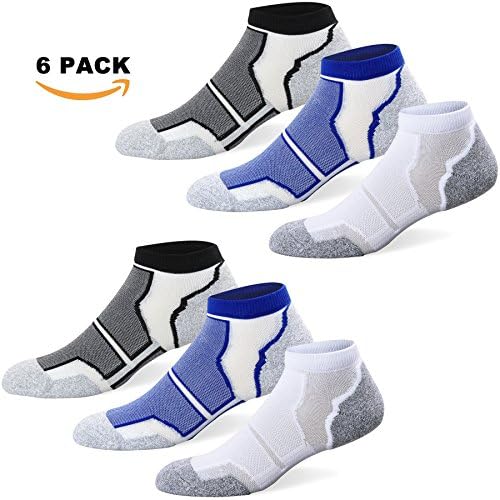 Well Knitting 6 Pairs Mens Cushioned Coolmax Sports Running Socks (XL, 2xRoyal/2xBlack/2xWhite)