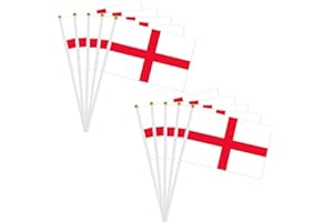 KUGGTY 12pcs Mini England Flags on Sticks for Euro Football 2024 Decorations,Small England Handheld Flags for St. George's Day, England Fans Hand Flags for Bar Restaurant Party Supplies