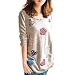 Produktbild iHAIPI - Damen Neue Mode Rundhalsausschnitt Langarm Graffiti Hemdbluse grundiert Frauen weiblich Pullover (M, Khaki)