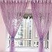 1m * 2m Curtains Rural Style Willow Leaves Pattern Offset Blind Printed Glass Yarn for Door Window Decor (Purple)