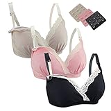 FeelinGirl 3-er Pack Damen Atmungsaktive Spitze Nahtlose Schwangerschafts Still-BH ohne Bügel Umstandsmode Unterwäsche