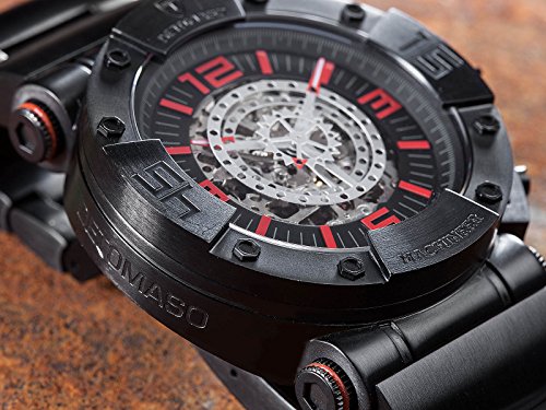 DETOMASO Men's Machineer Automatic Watch with Black Dial Analogue Display and Black Stainless Steel Bracelet DT-ML102-A