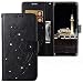 Produktbild Samsung Galaxy Note 8 Hülle, CLM-Tech Tasche aus Kunstleder Wallet Case mit Strass Steinen - Schutzhülle mit Standfunktion Kartenfach und Handschlaufe Flip Cover - Bookstyle Handy Flipcase Schmetterlinge Blumen schwarz, PU Leder-Tasche für Samsung Galaxy Note 8 Lederhülle