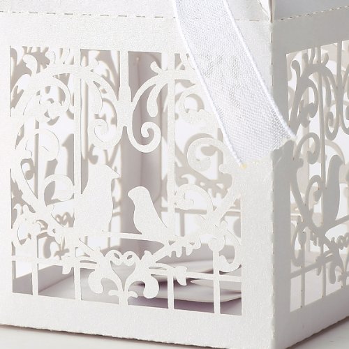 *Versand aus Deutschland* 50 x ivory Vogelkäfig-Entwurf Hochzeit Taufe Gastgeschenk Geschenkbox Kartonage Schachtel Geschenkschachtel Bonboniere Box Hochzeit Dekoration - 4