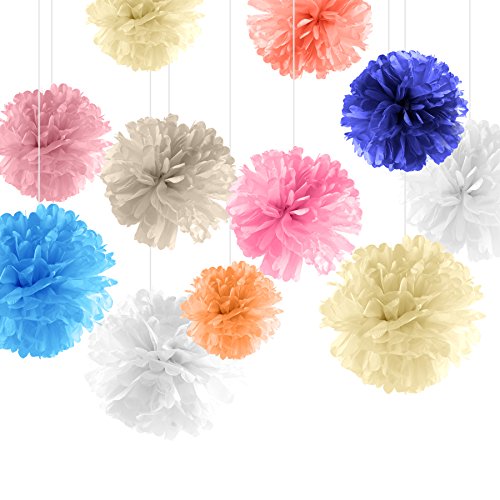 Amazy Seidenpapier Pom Poms (12er Set) – Wunderschöne Seiden Deko-Kugeln zum Aufhängen (Orange) - 6