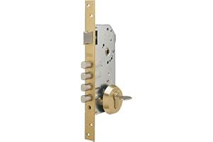 Tesa Assa Abloy - 3010258 R100B566E Cerradura Monopunto de Seguridad para Puertas de Madera, Acero Esmaltado, Color Cromado, Cil. 30 x 30 mm