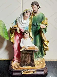 Breeze Handicrafts Christian Showpiece Imported Poly Marble Holy Family Statue Jesus Mary Joseph Sculptures Home Decor Multicolor PMC 8003