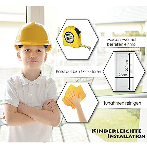 Auxent Fliegengitter Tür 100 x 220cm mit Magnetverschluss, Insektenschutz Magnetvorhang für Wohnzimmer, Balkontür, Kellertür und Terrassentür, Kinderleichte Klebemontage ohne Bohren, Schwarz - 6