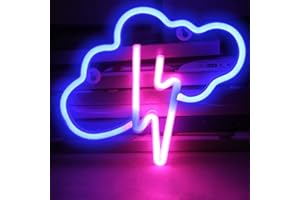DAKABUKA Cloud Lightning Neon Signs, Bolt Applique murale LED murale USB ou à piles pour salon, bar, Noël, chambre d'enfant, salle de jeux Bleu/Rose Cloud Lightning
