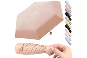 Thryviel Mini paraguas, sombrilla ligera y portátil, sombrilla de protección solar, paraguas de lluvia o sol, plegable UV al aire libre, para hombres, mujeres y niños de viaje