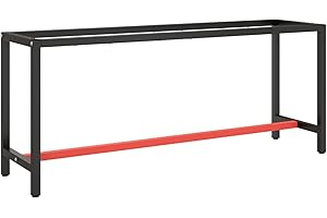 GuyAna Cadre de Banc de Travail Noir et Rouge Mat 190x50x79 cm Métal,Etabli Atelier Garage,Table De Travail Bricolage