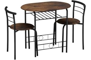 URBNLIVING 3-Piece Dining Table Set with 2 Chairs – Compact Kitchen & Breakfast Nook Furniture, Space-Saving Design for Small Apartments, Modern Style Dining Room Table Set Easy Assembly
