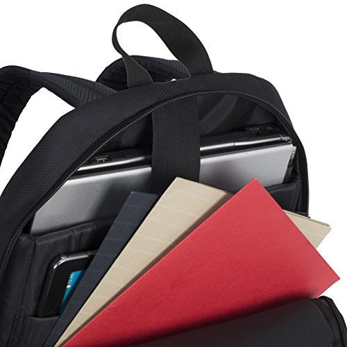 RIVACASE Rucksack für Notebooks bis 15.6” – Extrem flache und kompakte Tasche mit viel Platz und hohen Tragekomfort – Schwarz - 3