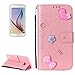 Produktbild Fashion & personality Für Samsung Galaxy S6 / G920 Herz-Diamant verkrustete Blumen prägen horizontale Flip Leder Tasche mit Halter & Card Slots & Wallet & Lanyard ( Color : Pink )