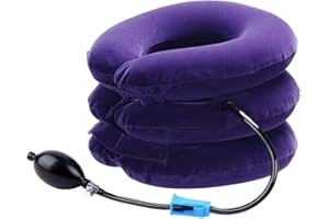 RUNZI Cervical Neck Traction Device Inflatable Neck Stretcher, Use for Neck and Shoulder Relief Traction Spine Alignment, Neck Cervical Brace(Purple)