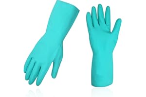 Vgo... 3Pairs Reusable Household Gloves, Dishwashing Gloves/Kitchen Cleaning/Gardening Nitrile Gloves, Latex Free, Waterproof(Size L, Green, NT2141)