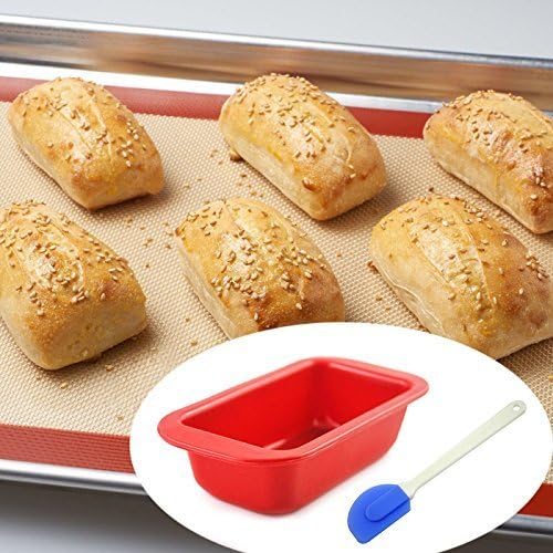 Loaf Pan Rectangle Bread Non Stick Silicone Bakeware Molds with 2pcs Spatulas 4.33inch long X 2.44inch wide X 1.4inch 10 Set