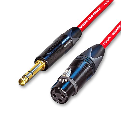 Designacable 5.0m Van Damme Neutrik Gold Female XLR to Jack Balanced Lead - Red