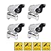 Price comparison product image Phot-R 4x Solar Powered Outdoor Indoor Fake Imitation IR CCTV Blinking LED Flashing Light Surveillance Security Mini Speed Dummy Dome Cam Camera I with Warning Sticker - White