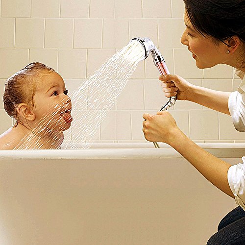 LED Duschkopf Handbrause, InGoo Duschbrause 7 Farbe Licht Farbwechsel Dusche Hochdruck Spa Massage Bad Brausekopf Wassersparend Doppel Filtration - 3