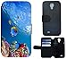 Price comparison product image Protective Flip Case Cover Case for, Fabric, 1141 Fisch Fische Koralle Meer Blau Bunt, Samsung Galaxy S4 / S4 Neo