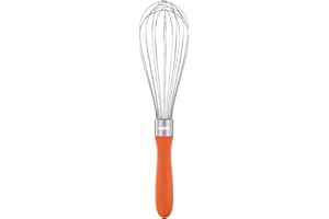 U-Taste Fouet de cuisine de 28cm: Fouet à ballon en acier inoxydable 18/10, moyen batteur à œufs avec 8 fils hautement flexibles et poignée en silicone pour fouetter mélanger crèmes sauces (Orange)