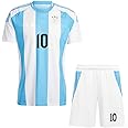Sports Soccer Argen Messii 10 Football Jersey with Black Shorts 2024(Kid's, Boy's& Men)