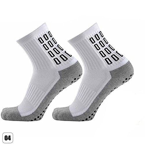 JuanYa Calcetines de Baloncesto para Adulto con Alfombrilla de Goma Antideslizante y Resistente al Desgaste, Hombre, Blanco