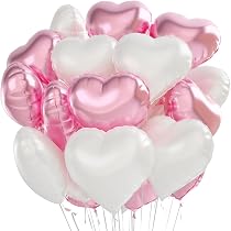 20 Palloncini Foil Cuore Rosa Crema – 45x45 Cm, Per San Valentino, Matrimoni E Decorazioni Di Compleanno