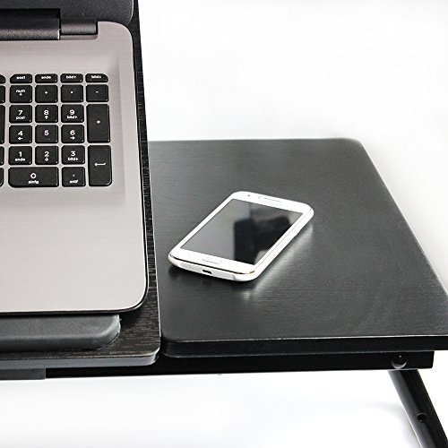 COM-FOUR Laptop Bett-Tablett aus schwarzem Holz (60X35X24cm) - 4