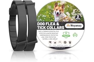Woyamay Collier Anti Puces pour Chien, Collier Anti Tique Chien Réglable Résistant à l'eau, 8 Mois de Protection Naturelle Collier Chien Anti Puces et Tiques pour Chien Tous âges, Noir (2 Pièces)