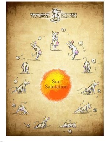 Yoga Cow Sun Salutation Poster Print (18 x 24)