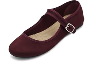 Ollio Women's Shoes Faux Suede Casual Mary Jane Light Ballet Flats