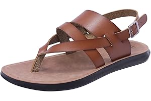 Harssidanzar Herren sandalen,Sommer bequemeverstellbare Knöchelriemen flache Slip On Sandalen für Herren KM218EU