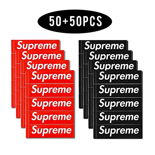 Supreme Adesivi Sticker Pack [100pcs],Murali in Nero e rosso Vinili per Laptop, Auto, Moto, Biciclette, Borse da Skateboard, Adesivi per paraurti Adesivi Hippy Decalcomanie