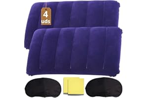 JAVIAL 4 Kit Almohada Hinchable Camping Flocada - Cojin Inflable Playa para Cabeza Impermeable - Almohada Piscina y Playa Soporte Hinchable Viaje para Acampar - Almohadilla Senderismo Acampada Ultraligera