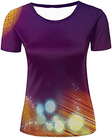 LizzieYun Unisex Funny 3D Printing Glowing Circles Purple Curves Fashion Summer Men Women T-Shirt L