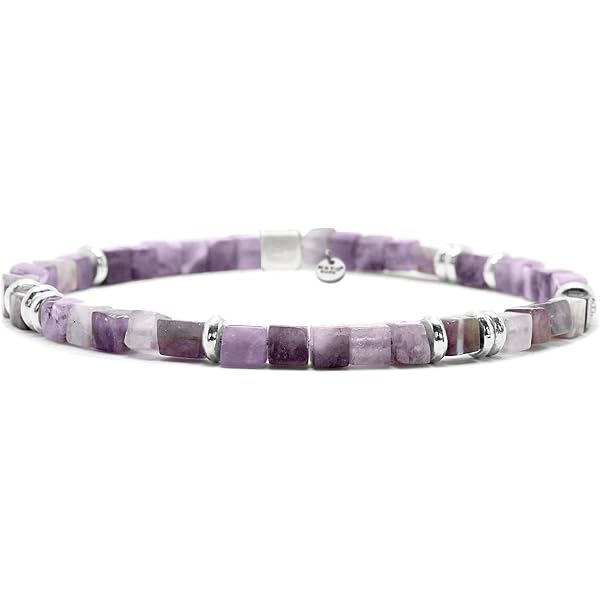 Bracciale Nato Cuff In Argento 925 Con Perline Ametista – Gioiello Uomo/donna Fatto A Mano In Francia