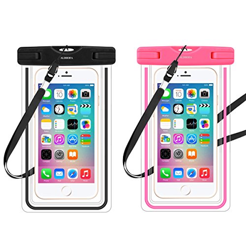 ALDHOFA Waterproof Phone Pouch, Cellphone Dry Bags Cases for iPhone 12 pro/12/12 mini/11 pro /11/SE/XR/X/8/7 Plus/6s, Samsung Galaxy A50/A40/S8/S7 –Black and Pink
