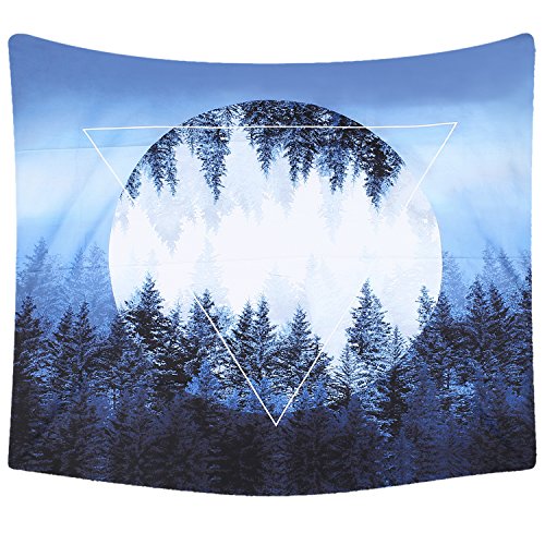 Lvtree Tapestry Wall Hanging, Wall Tapestry Blanket Psychedelic 3D Printing with Art Nature Home Decorations for Living Room Bedroom Dorm 58 x 51 inch (148 x 130 cm), Moon Forest