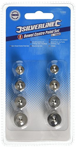 Silverline 733252 Holzdübel-Zentrierspitzen, 8-tlg. Satz 6–12 mm